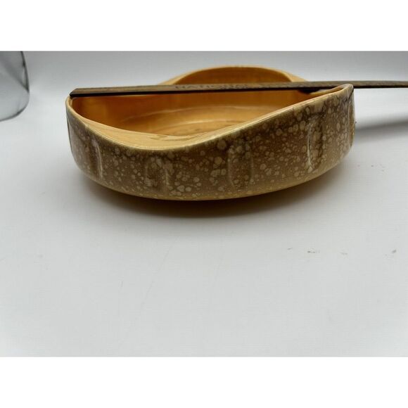 Royal Haeger Pottery Mid Century Ashtray USA R1873-S Spotted Glaze Carmel/Yellow - Picture 3 of 5